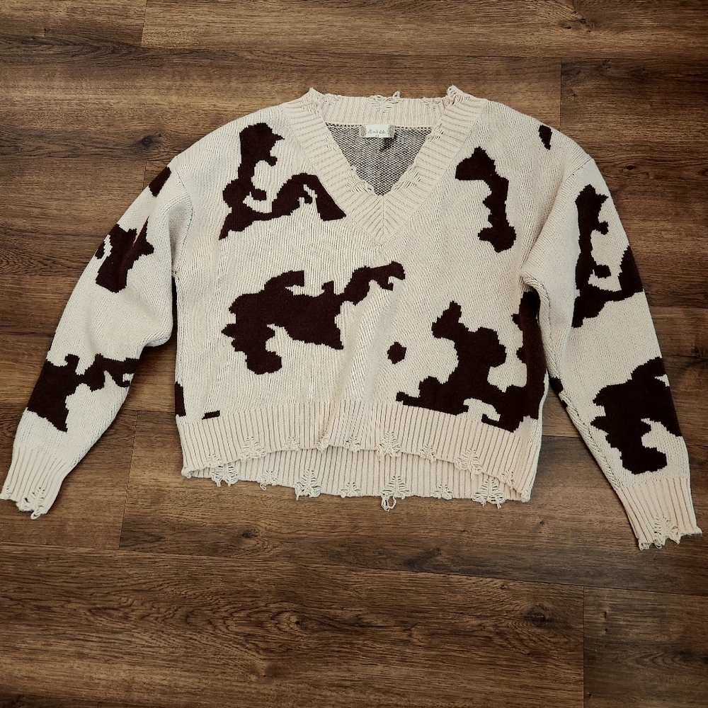 Altar'd State Cow Print Sweater Size XS